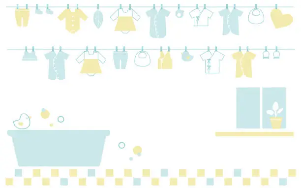 Vector illustration of Baby goods laundry image illustration back material