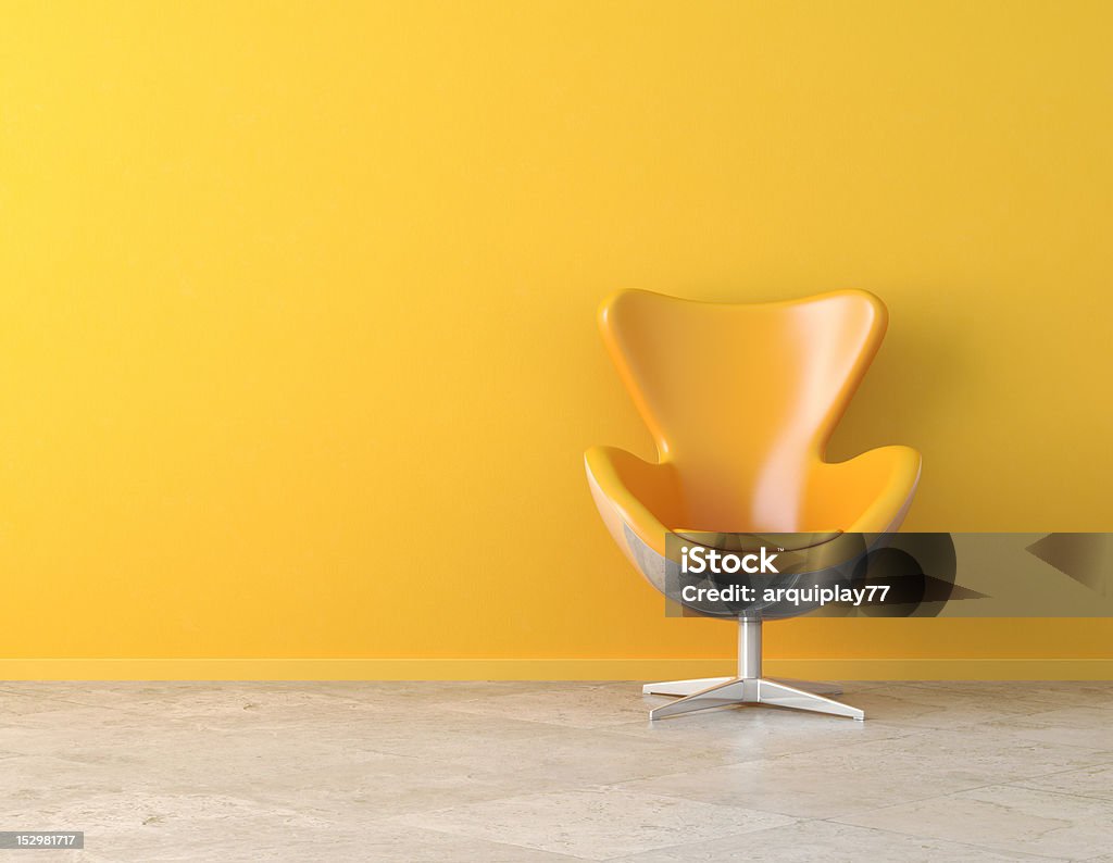 Amarelo interior espaço para texto - Foto de stock de Cadeira royalty-free
