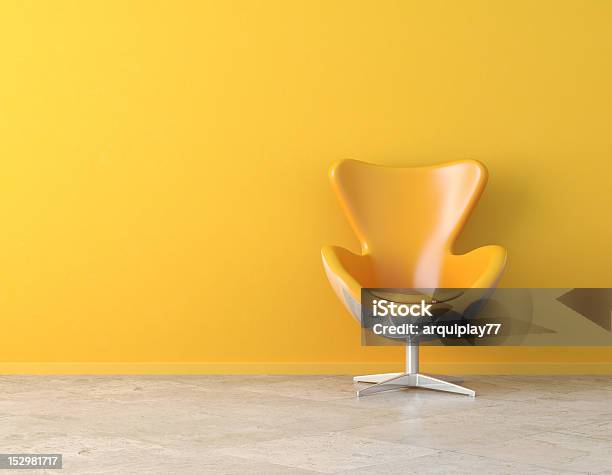Foto de Amarelo Interior Espaço Para Texto e mais fotos de stock de Cadeira - Cadeira, Design, Amarelo