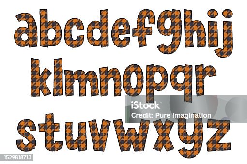 istock Adorable Handcrafted Tartan Fall Font Set 1529818713