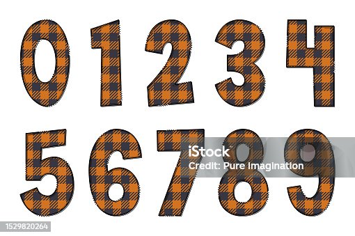 istock Adorable Handcrafted Tartan Fall Number Set 1529820264