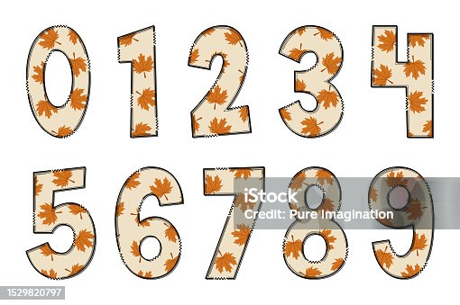 istock Adorable Handcrafted Autumn leaves Number Set 1529820797