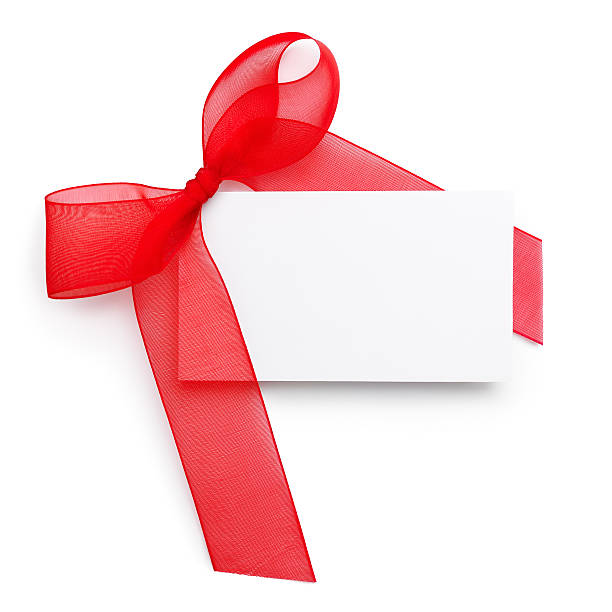 istock Red gift ribbon  with blank card on white background 152982284