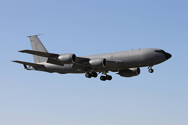 KC-135 Stratotanker Refuelling Aircraft KC-135 Stratotanker preparing to land. military tanker airplane photos stock pictures, royalty-free photos & images