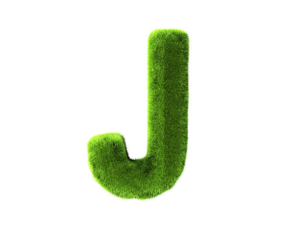 알파벳 j 잔디 - letter j alphabet three dimensional shape green 뉴스 사진 이미지