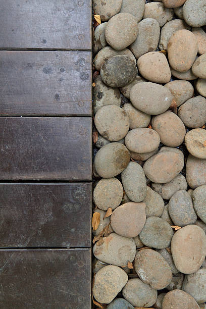 istock wooden floor with round stone 152984810
