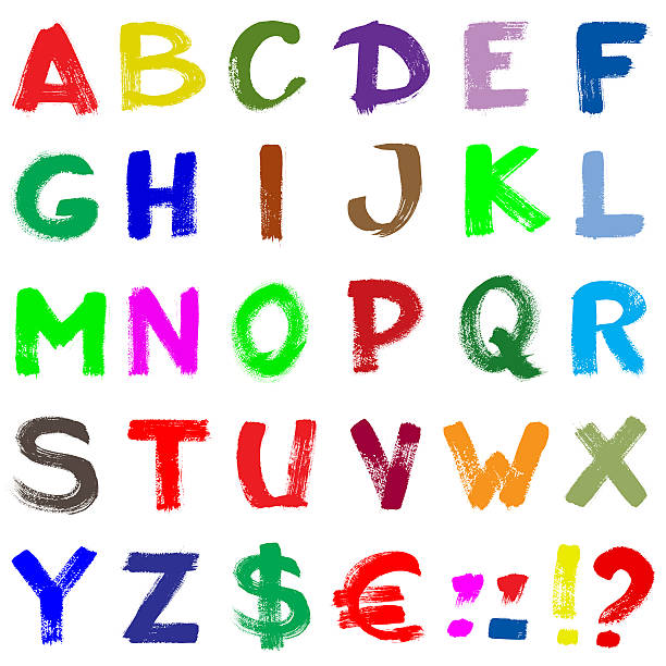alfabeto escrito à mão colorido - u s dollars - fotografias e filmes do acervo