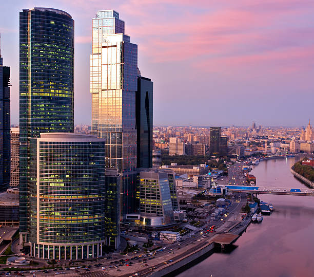 Landscape of skyscrapers in Moscow, Russia stock photo