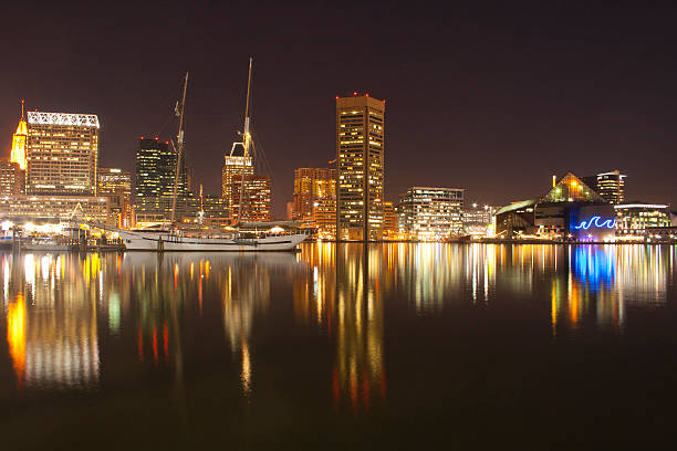 istock Image of beautiful Baltimore Maryland cityscape skyline reflection 152985412