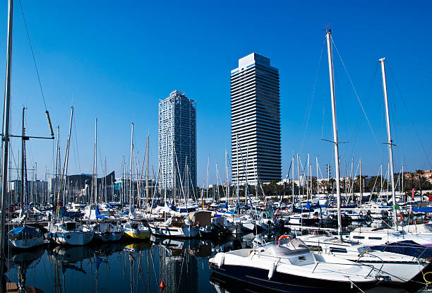 Yacht mooring in Barcelona on a sunny day
