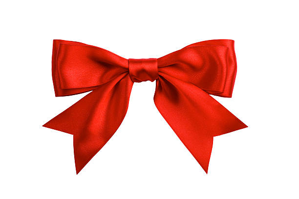 single red ribbon gift bow isolated on white stock photo