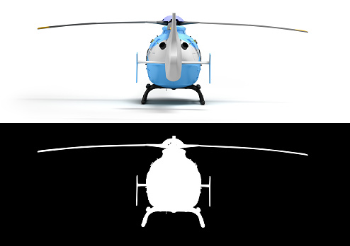 multipurpose passenger helicopter for air transportation back view 3d render on white with alpha