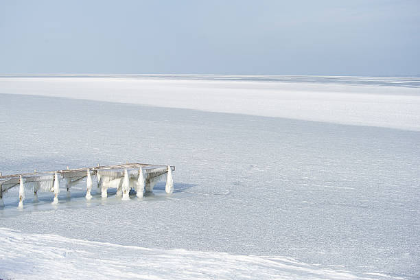 icy jetty stock photo