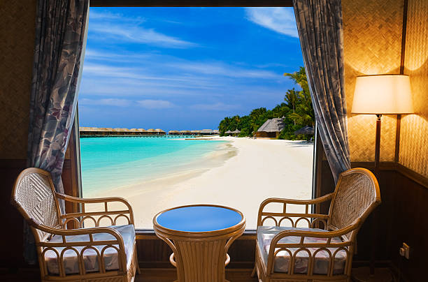 istock Hotel room and tropical landscape 152991125