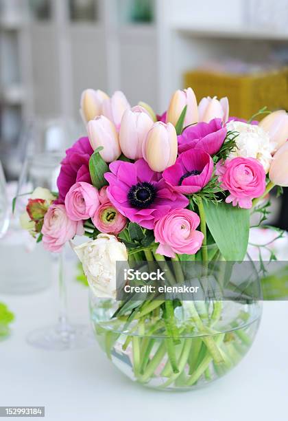 Beautiful Spring Flowers In A Glass Vase Stock Photo - Download Image Now - Anemone Flower, Arrangement, Beauty
