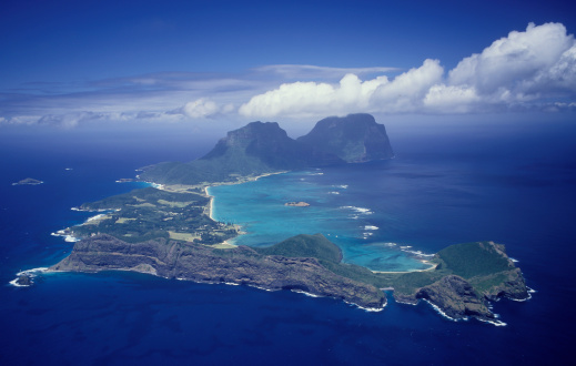 Lord Howe Island aerial the most southerly coral reef in the world 700km off the NSW coast Australia