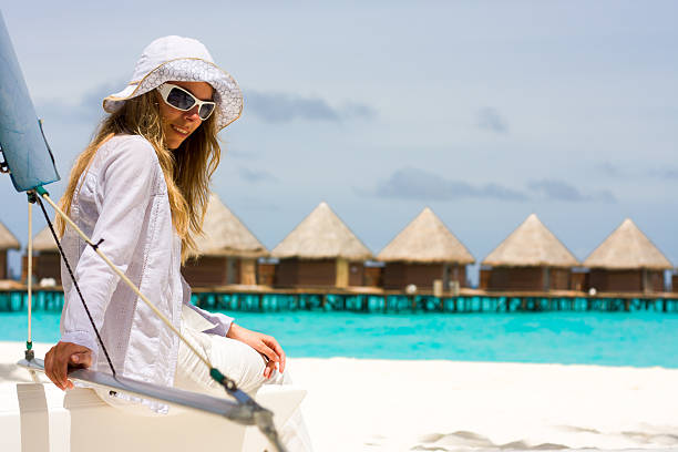 istock Lady on a white yacht 152996135