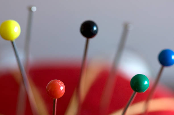 istock Close up of colored pins in a pin cushion 152996204