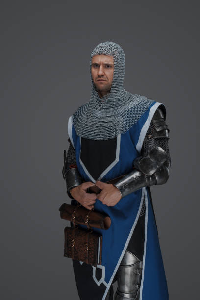 istock Medieval warrior garbed in shining armor 1529965915