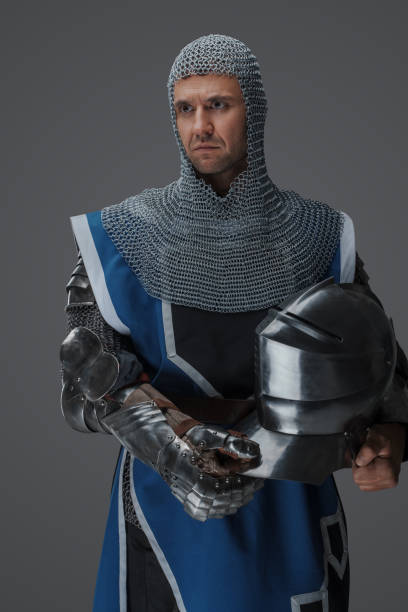 istock Regal protector, donning shining armor, blue surcoat 1529969131