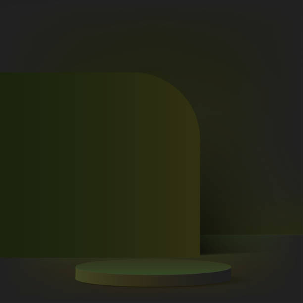 istock 3d dark green color podium and minimal dark green color wall scene. 3d podium minimal abstract background. Vector 1529969921