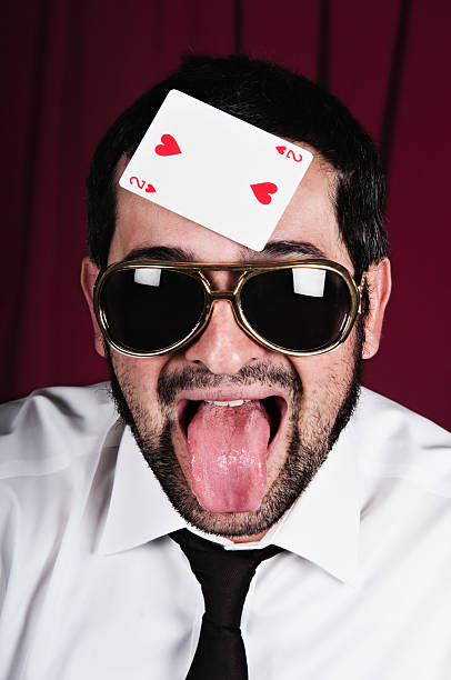 Funny poker player stock photo