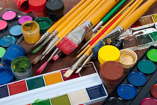 istock Watercolor paints set with brushes 152997898