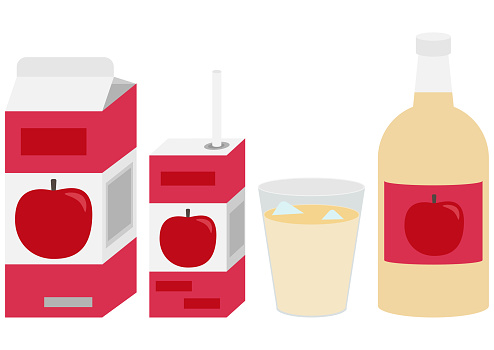 Various apple juice illustration set