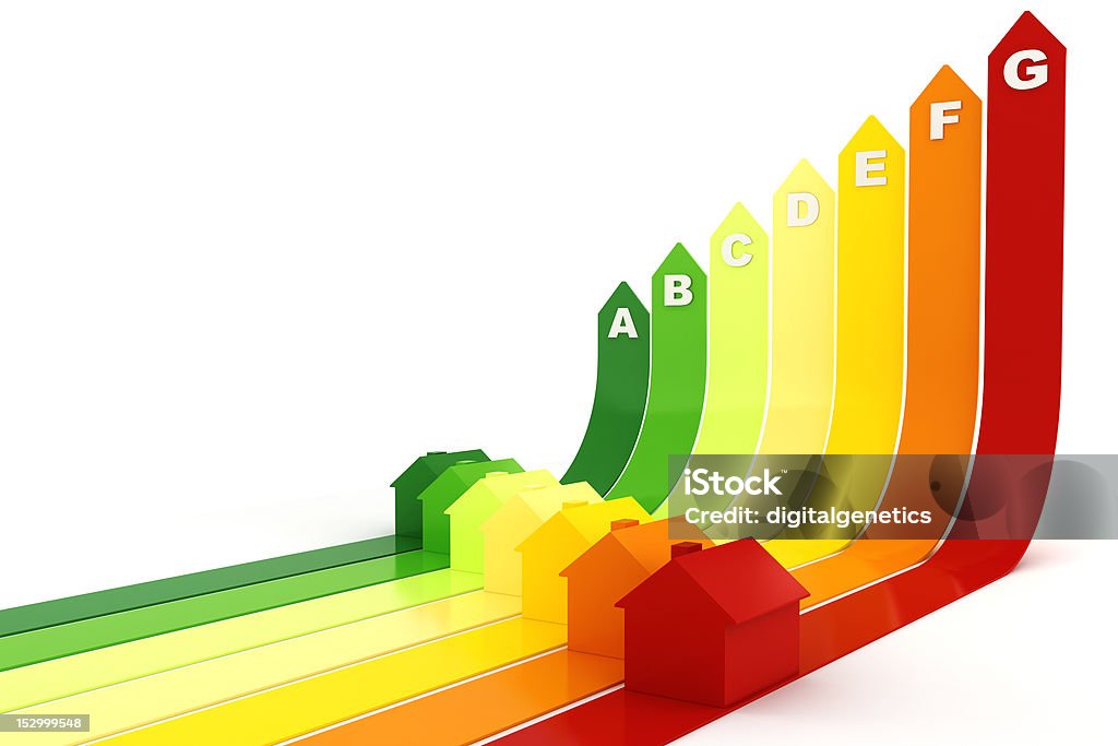 3d, Energy efficiency concept, on white background Energy Efficient Stock Photo