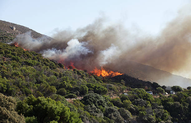 mountain fire stock photo