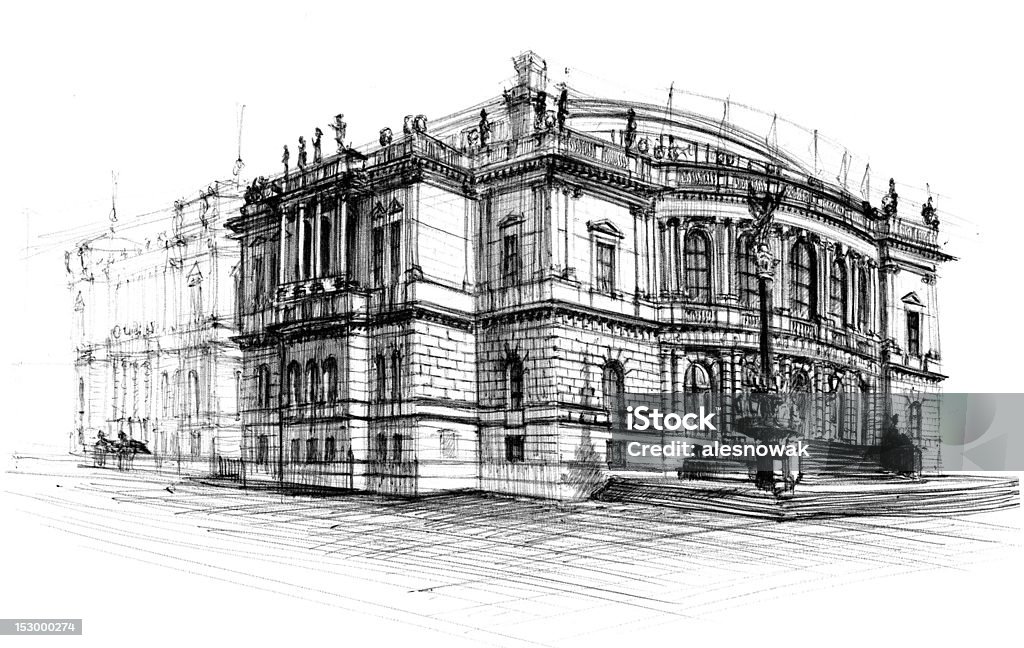 rudolfinum - Illustrazione stock royalty-free di Praga