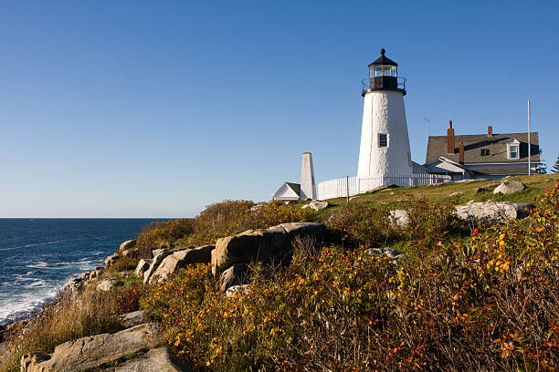 phare de pemaquid - pemaquid point lighthouse photos et images de collection