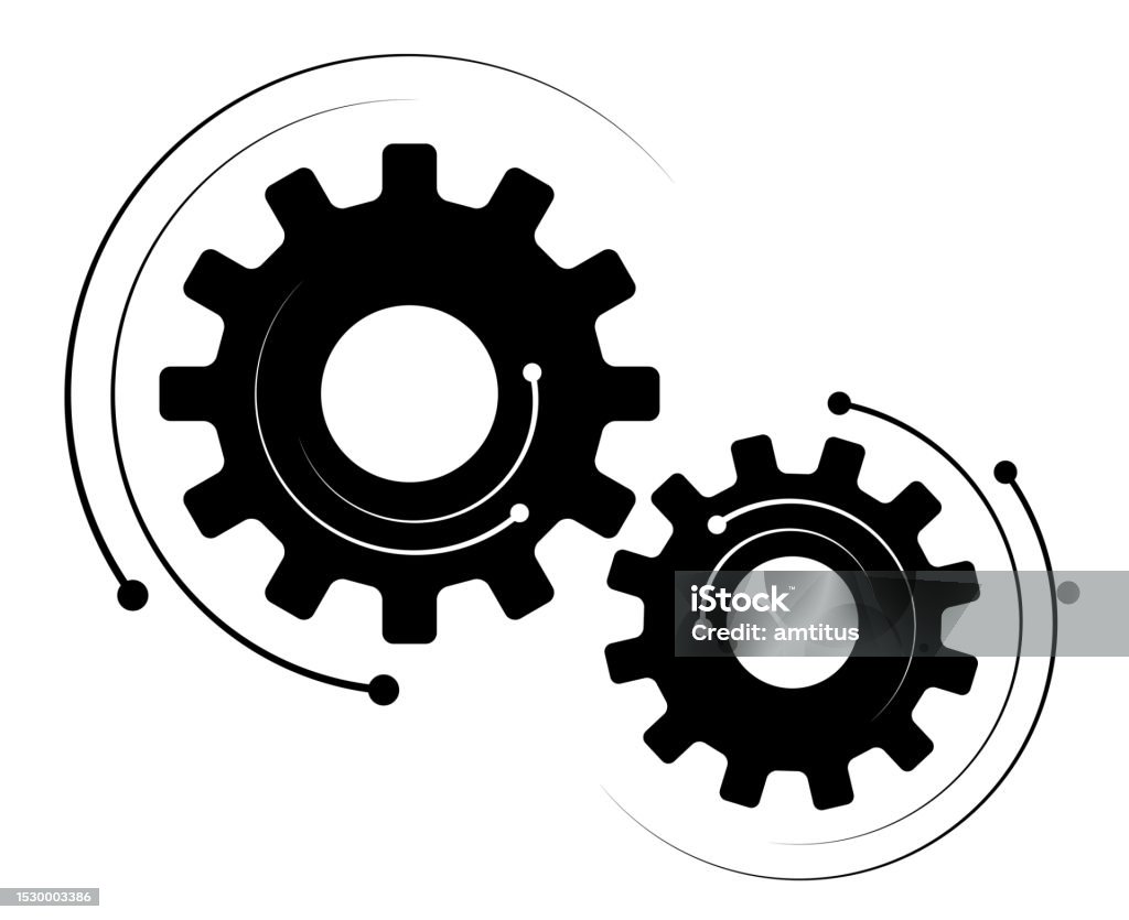 Two Connected Cogs Cogs Sync Stock Illustration - Download Image Now - Abstract, Abstract ...