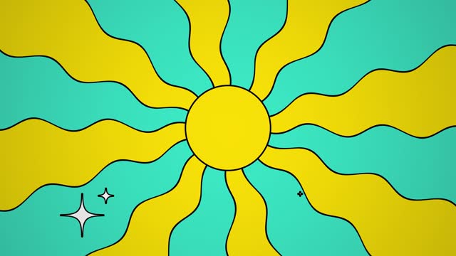 Retro Sun Background Loop Yellow And Blue