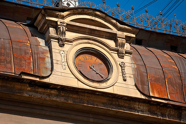 Old watch on the roof stock photo