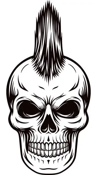 Vector illustration of punk rock skull face illustration