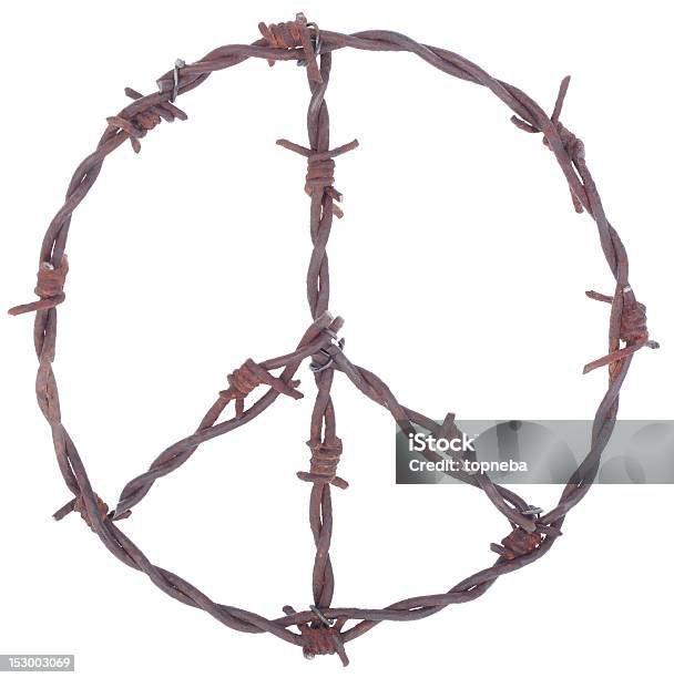 Rusty Barbed Wire Peace Sign Stock Photo - Download Image Now - Barbed Wire, Circle, Cut Out