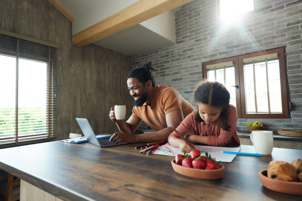 istock Happy black father and daughter spending time at home. 1530036331
