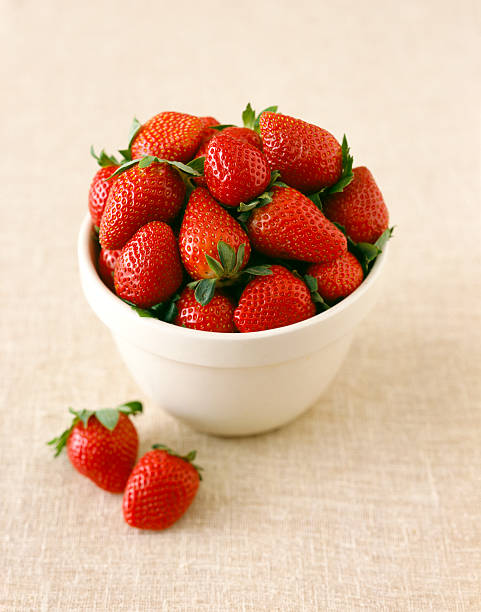 Bowl of Strawberries stock photo