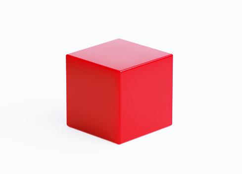 Red cube on white background. Horizontal composition with clipping path.