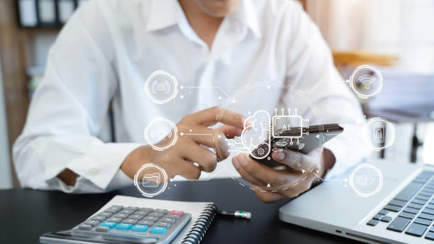 istock Digital transformation technology strategy, Person using laptop, tablet and smartphone with of things. transformation of ideas and the adoption. 1530043761