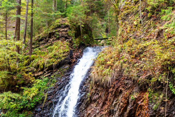 istock Waterfall in mountains in autumn forest 1530045401