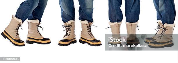 Blue Jeans E Botas De Neve - Fotografias de stock e mais imagens de Bota de Trabalho - Bota de Trabalho, Vista Lateral, Visão Frontal