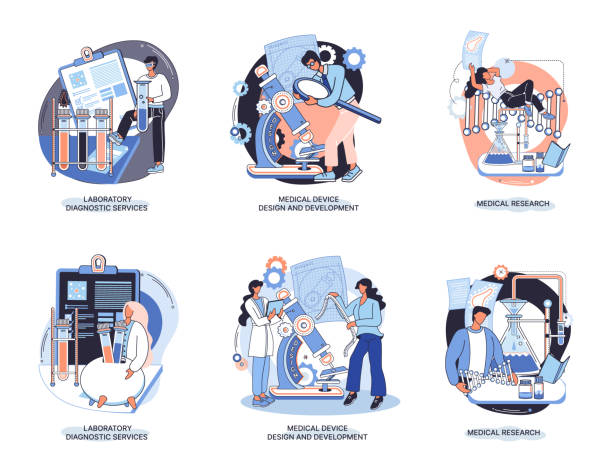 istock Medical research. Laboratory diagnostic services, medical device design and development scenes set metaphor 1530052456