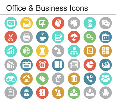 Vector office and business icon set