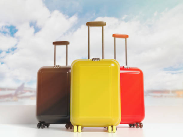 Vintage Luggage with Red Beret on White.