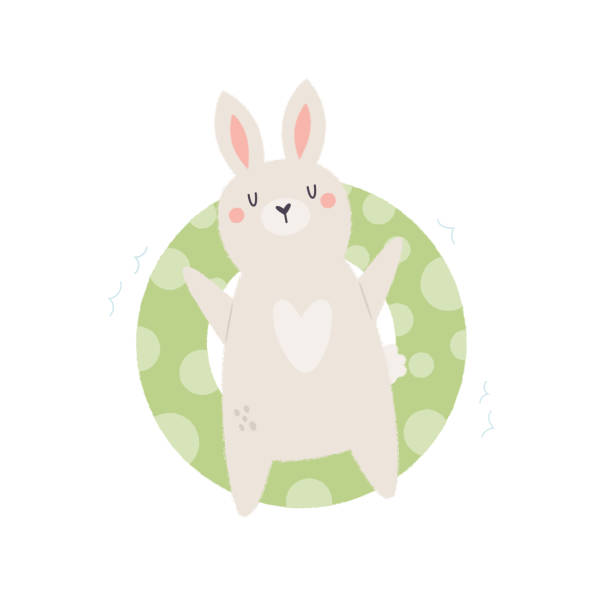 ilustraciones, imágenes clip art, dibujos animados e iconos de stock de ilustración dibujada a mano de un divertido conejo en un anillo flotante con efecto texturizado. - cute vector textured effect cheerful