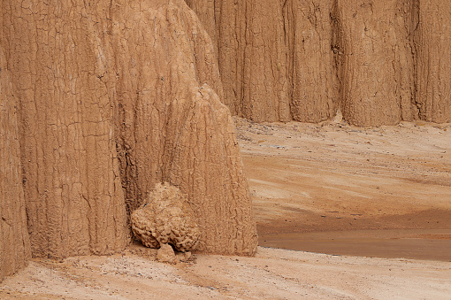 Close-up Texture of Lalu Soil Erosions. Lalu pronounced is a natural rock formations caused by erosion in Sa Kaeo province,Thailand.