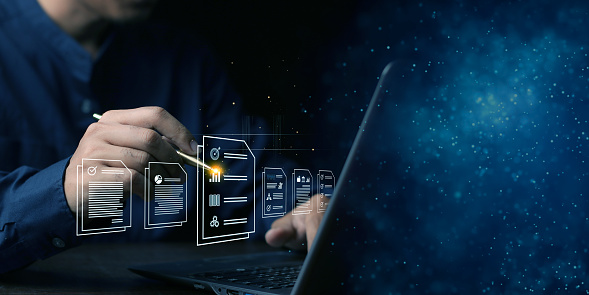 Document Management Computer Patforms Document Management System Being Setup By It Consultant Working On ...