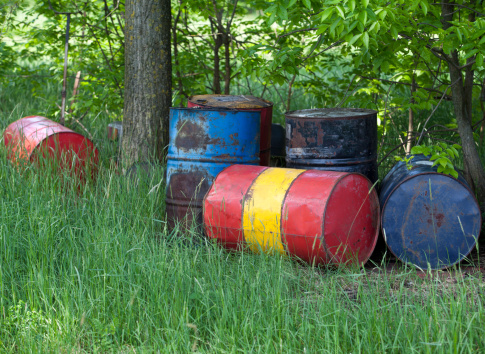 Oil drums in the nature.